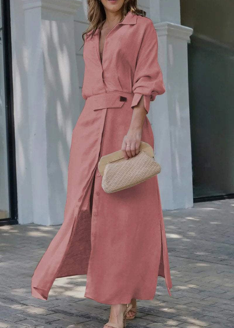 Simona - Vestido Maxi em Algodão e Linho