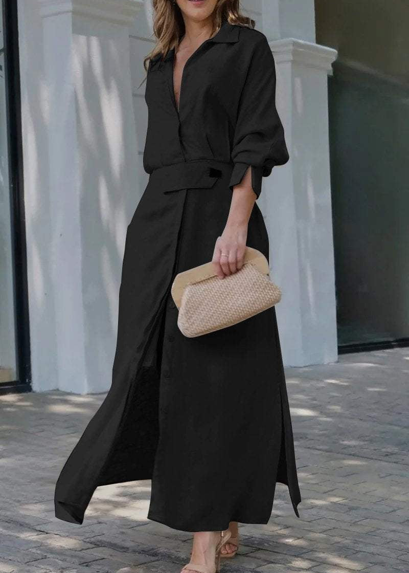 Simona - Vestido Maxi em Algodão e Linho