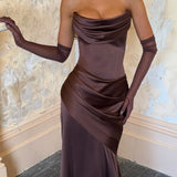 Vestido Maxi Kensington - Marrom Ameixa