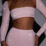 Top Lucianna - Brilho Rosa