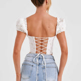 Corset Matilda - Estampa Floral em Tons de Rosa