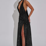 Vestido Maxi Melania - Preto Brilhante