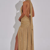 Vestido Maxi Melania - Brilho Dourado