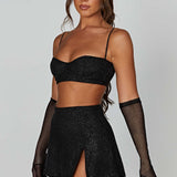 Saia Mini Posie - Brilho Preto