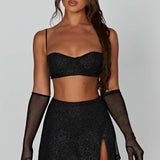 Saia Mini Posie - Preto Brilhante