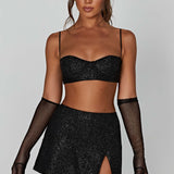 Saia Mini Posie - Preto Brilhante