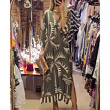 Vestido vintage para mulheres com mangas 3/4 e barra assimétrica
