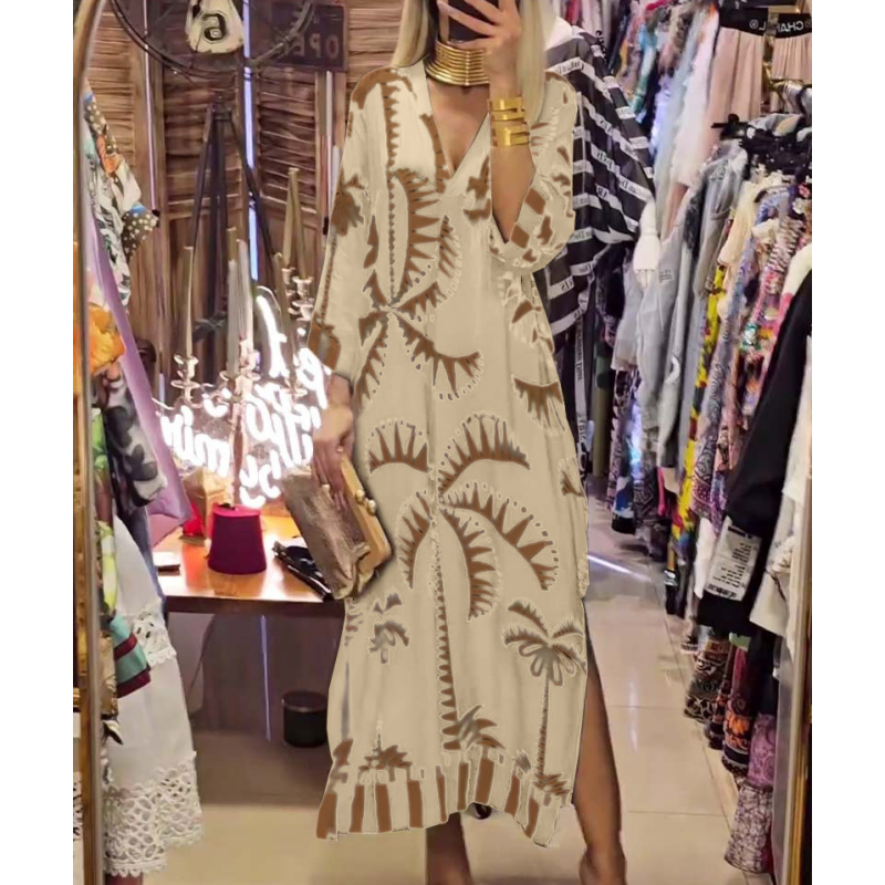 Vestido vintage para mulheres com mangas 3/4 e barra assimétrica