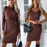 ROSE™ - Conjunto de suéter de malha e vestido cami