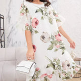 Susy - Vestido de chiffon rodado com pétalas