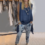Conjunto feminino de duas peças: blusa + calças