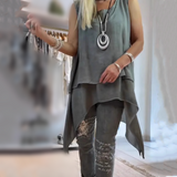 Conjunto feminino de duas peças: blusa + calças