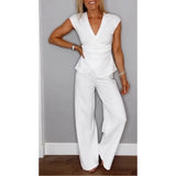 ELISA - Conjunto elegante de blusa com decote em V