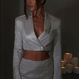 Jaqueta Cropped Stefania - Branco Dourado Brilhante