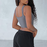 Top Cropped com Decote Quadrado - Carvão