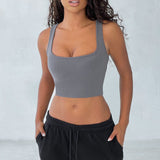 Top Cropped com Decote Quadrado - Carvão