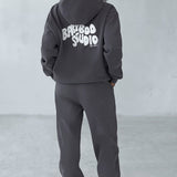 Calças de Moletom Studio - Carvão/Branco