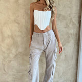 Calças Cargo Tinashe - Cinza Claro