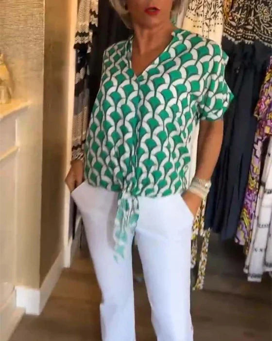 Stelani | Blusa Casual com Estampa e Decote em V