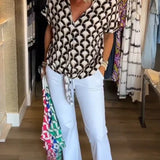 Stelani | Blusa Casual com Estampa e Decote em V