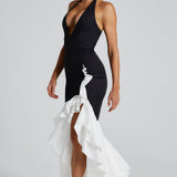 Vestido Maxi Veronique - Preto/Branco